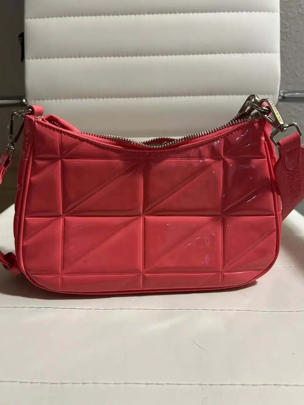 Steve Madden B-Posie Quilted Patent Crossbody Bag in Coral